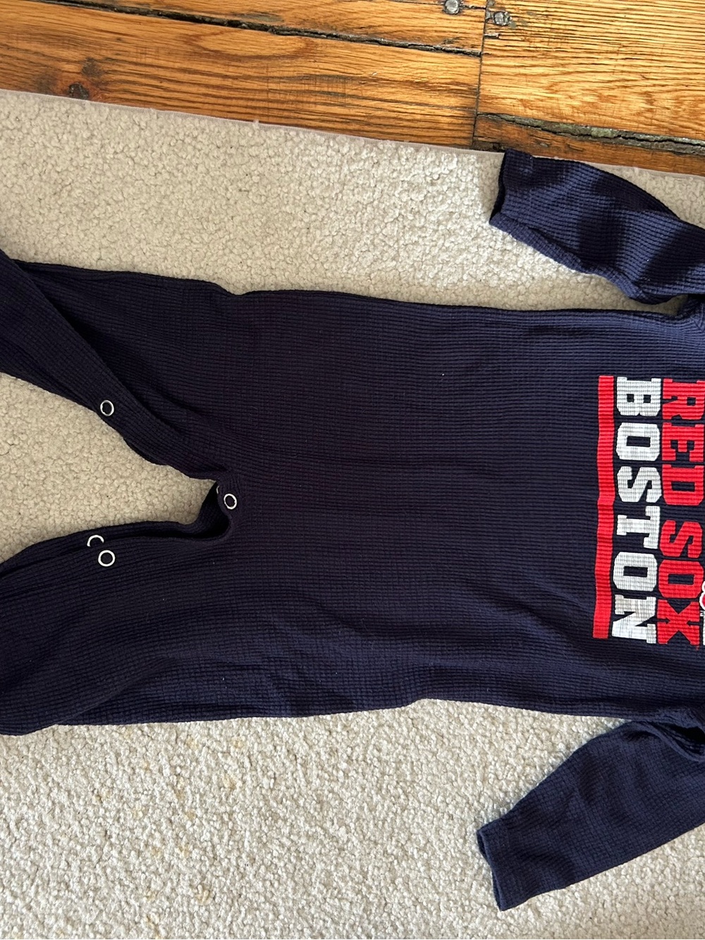 adidas Red Sox Navy Long-Sleeve Baby Romper